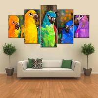 Renkli Papağanlar 5 Parçalı PiMarks Kanvas Tablo